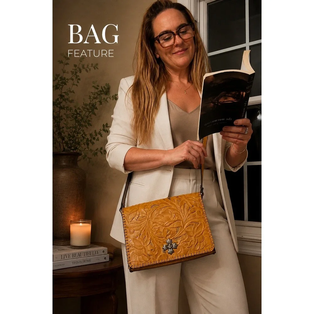 Patricia Nash 10th Anniversary Goldenrod Tooled Leather Crossbody P668353